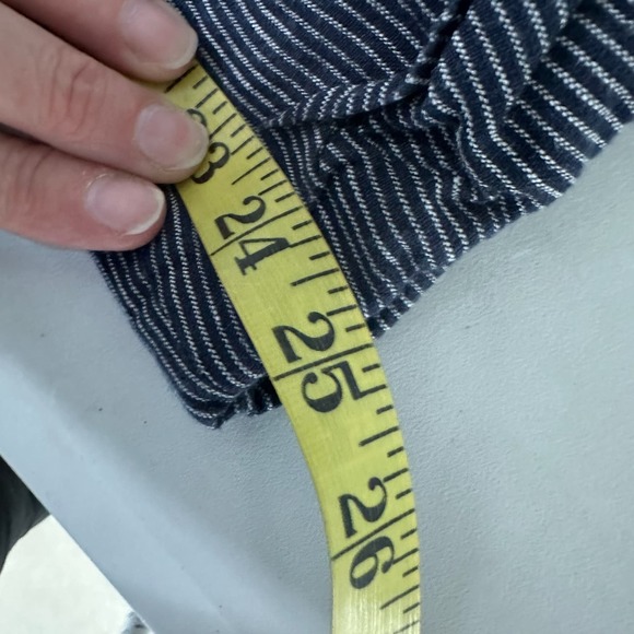 Athleta Bali 100% Linen Pants Navy Blue Striped Relaxed Size 2 - Picture 10 of 10